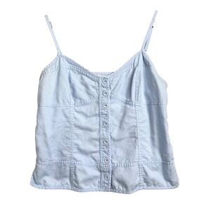 American Eagle Outfitters Button Down Tank Top Blue Sleeveless Casual GIRLS 14